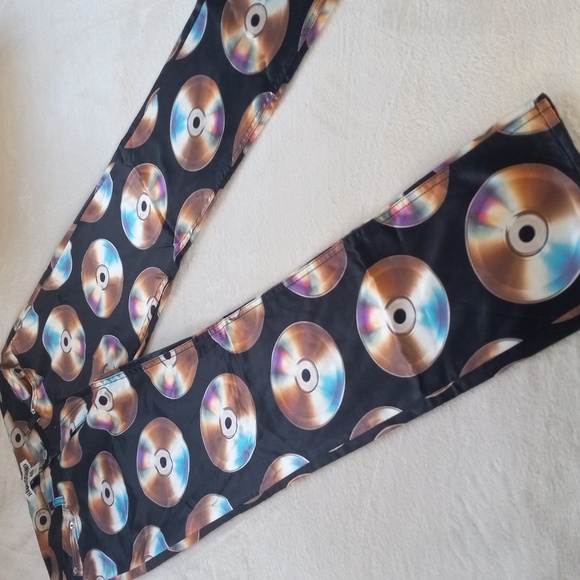 Moschino × H&M CD Print Black Satin Jeremy Scott Designer Rare Limited Ed. Pants - Picture 12 of 16